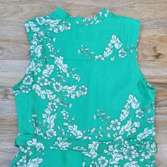 🔸️Nanette Lapore Green Lyst Floral Print Pintuck Sleeveless Dress Size 10 - Picture 7 of 14